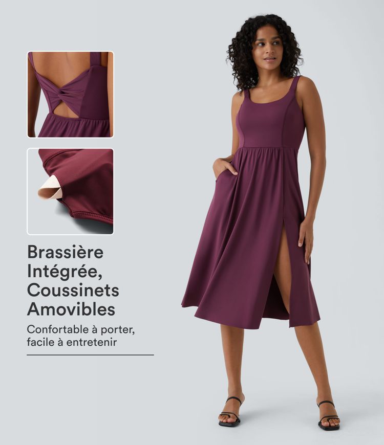 Robe décontractée mi-longue rembourrée A-D Robe décontractée mi-longue rembourrée A-D