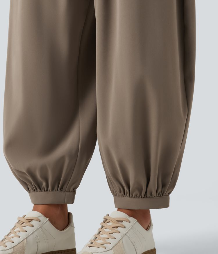 Pantalon décontracté taille mi-haute avec poches