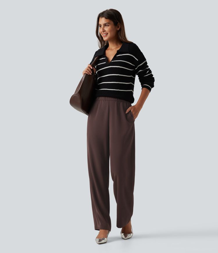 High Waisted Work Tapered Pants with Pockets High Waisted Work Tapered Pants with Pockets