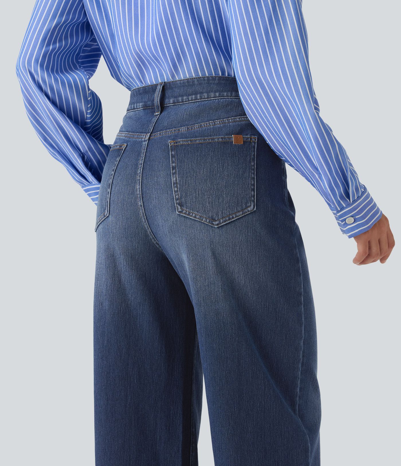 Halara Flex™ vaqueros informales de talle alto y pierna ancha con bolsillos Halara Flex™ vaqueros informales de talle alto y pierna ancha con bolsillos