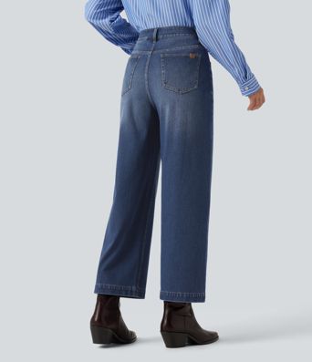 Halara Flex™ vaqueros informales de talle alto y pierna ancha con bolsillos Halara Flex™ vaqueros informales de talle alto y pierna ancha con bolsillos