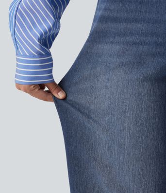 Halara Flex™ vaqueros informales de talle alto y pierna ancha con bolsillos Halara Flex™ vaqueros informales de talle alto y pierna ancha con bolsillos
