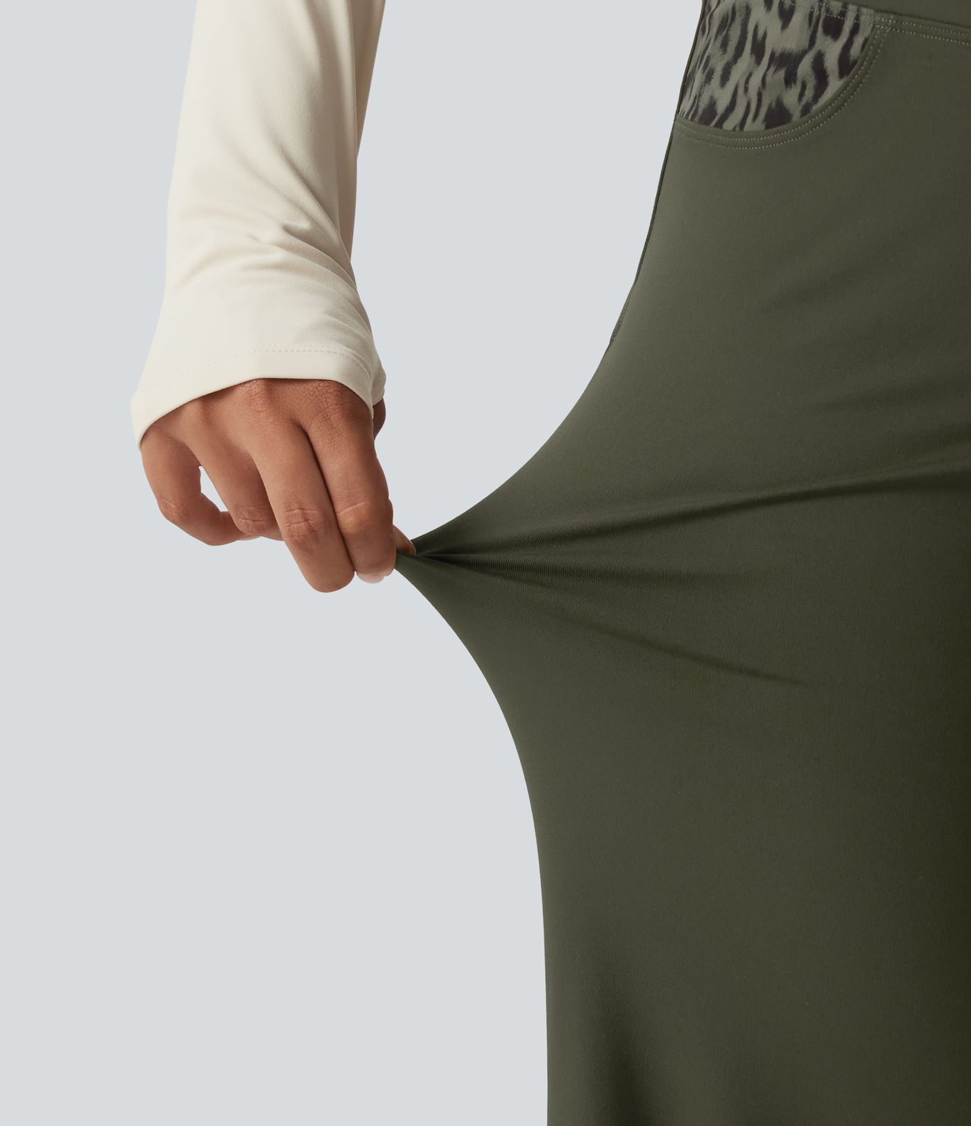 High Waisted Leopard Tummy Control Wide Leg Yoga Pants with Pockets
