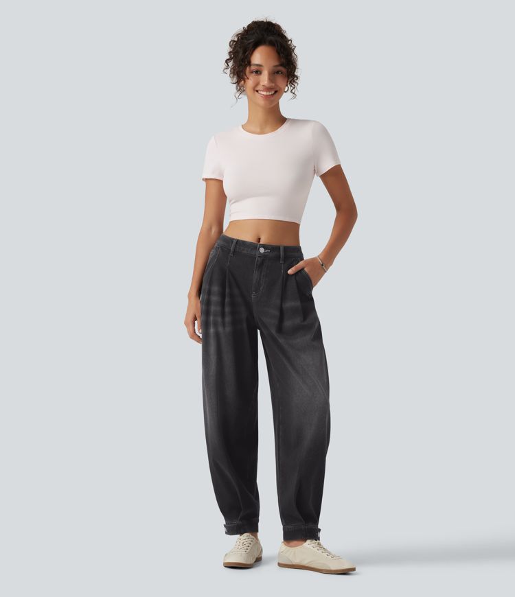 Halara Flex™ Mid Rise Denim Casual Balloon Joggers with Pockets