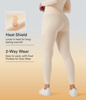 Halara HeatCore — leggings chauffants taille haute, style décontracté, avec poches