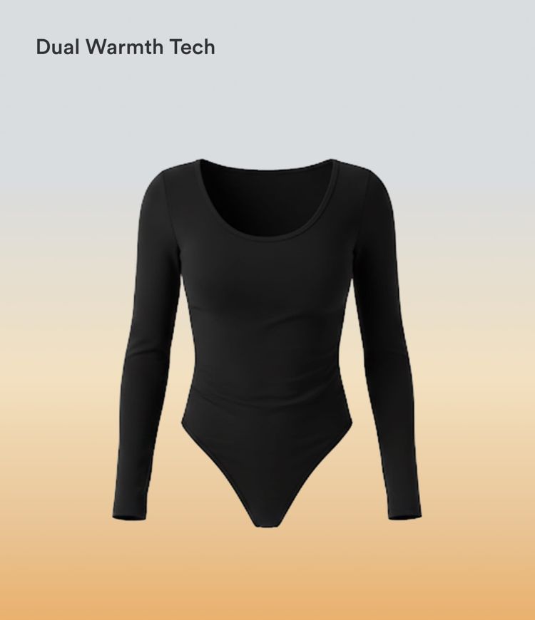 Halara HeatCore Scoop Neck Long Sleeve Skinny Casual Warming Bodysuit