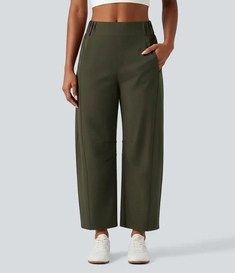 DayStretch Mid Rise Barrel Leg Yoga Pants with Pockets