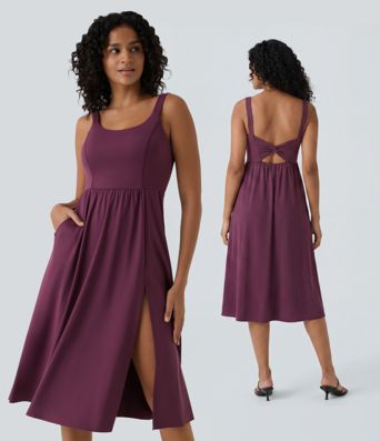 Vestido midi casual con relleno para copas A-D Vestido midi casual con relleno para copas A-D