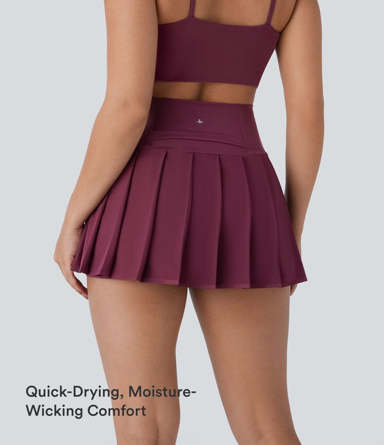 Breezeful™ High Waisted Pleated 2-in-1 Side & Pocket Asymmetric Hem Quick Dry Mini Dance Skirt Breezeful™ High Waisted Pleated 2-in-1 Side & Pocket Asymmetric Hem Quick Dry Mini Dance Skirt