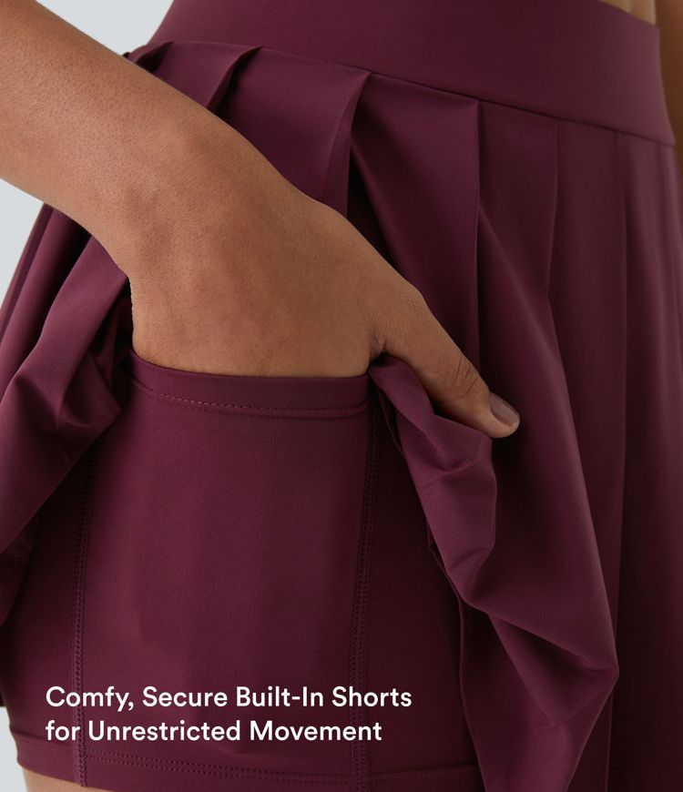 Breezeful™ High Waisted Pleated 2-in-1 Side & Pocket Asymmetric Hem Quick Dry Mini Dance Skirt Breezeful™ High Waisted Pleated 2-in-1 Side & Pocket Asymmetric Hem Quick Dry Mini Dance Skirt
