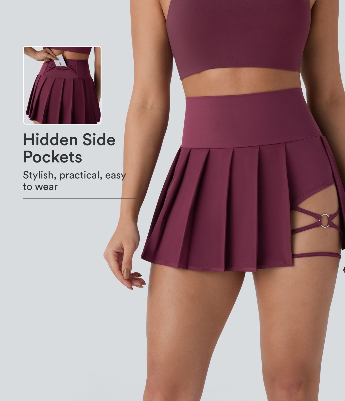 Breezeful™ High Waisted Pleated 2-in-1 Side & Pocket Asymmetric Hem Quick Dry Mini Dance Skirt Breezeful™ High Waisted Pleated 2-in-1 Side & Pocket Asymmetric Hem Quick Dry Mini Dance Skirt