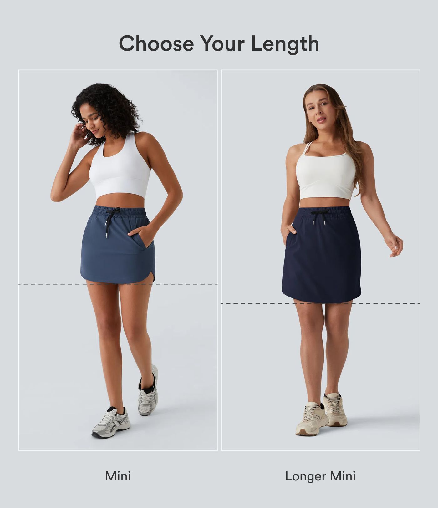 High Waisted Drawstring Pocket 2-in-1 Curved Hem Mini Golf Skirt