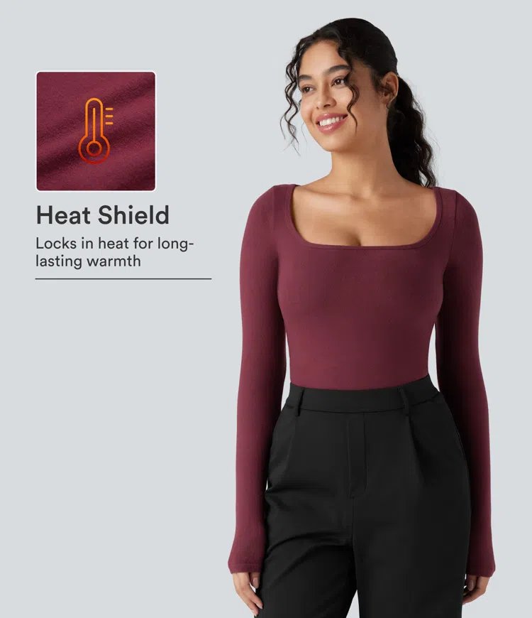 Halara HeatCore Scoop Neck Long Sleeve Work Warming T-Shirt