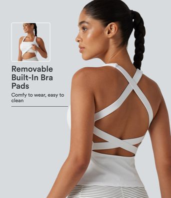 SoftlyZero™ Airy Square Neck Built-in Bra InstantCool Training Tank Top-Longer Length-UPF50+ DD-F Cups