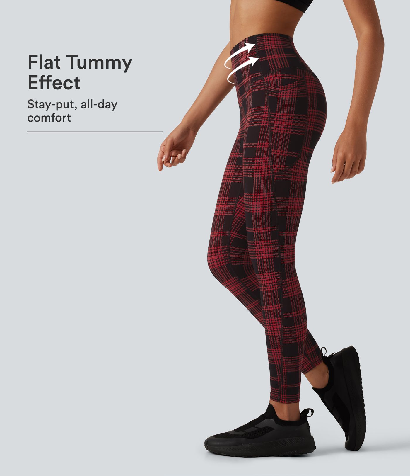 Halara UltraSculpt™ Plaid Print High Waisted Tummy Control Running Leggings with Pockets Halara UltraSculpt™ Plaid Print High Waisted Tummy Control Running Leggings with Pockets