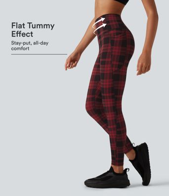Halara UltraSculpt™ Plaid Print High Waisted Tummy Control Running Leggings with Pockets Halara UltraSculpt™ Plaid Print High Waisted Tummy Control Running Leggings with Pockets