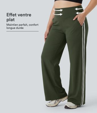 Pantalon de yoga baggy grande taille Halara UltraSculpt™ taille haute gainant à rayures color block avec poches Pantalon de yoga baggy grande taille Halara UltraSculpt™ taille haute gainant à rayures color block avec poches
