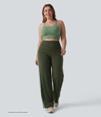 Halara UltraSculpt™ - Baggy-Yogahose mit hohem Bund, Seitentaschen, Bauchkontrolle, Streifen und Farbblock - Plus Size Halara UltraSculpt™ - Baggy-Yogahose mit hohem Bund, Seitentaschen, Bauchkontrolle, Streifen und Farbblock - Plus Size
