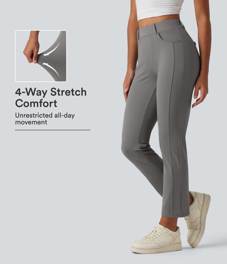 Mid Rise Casual Pants with Pockets Mid Rise Casual Pants with Pockets