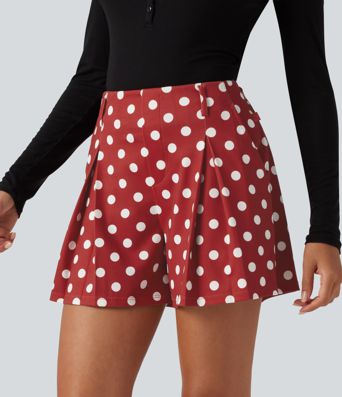 Mid Rise Wide Leg Polka Dot Casual Shorts 4" with Pockets Mid Rise Wide Leg Polka Dot Casual Shorts 4" with Pockets