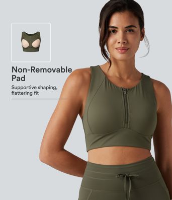 Medium Support Round Neck Non-Removable Pad Contrast Mesh InstantCool Quick Dry Running Sports Bra-UPF50+ Medium Support Round Neck Non-Removable Pad Contrast Mesh InstantCool Quick Dry Running Sports Bra-UPF50+