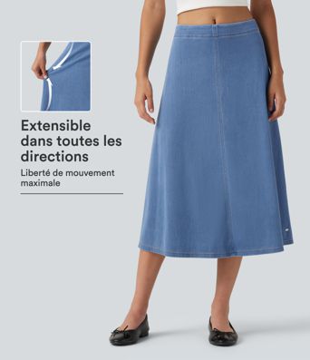 Jupe midi en jean Halara Flex™ taille mi-haute Jupe midi en jean Halara Flex™ taille mi-haute