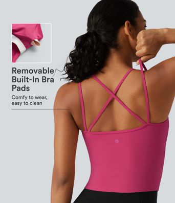 U‑Neck Crisscross Back Built-in Bra InstantCool Quick Dry Casual Tank Top-UPF50+