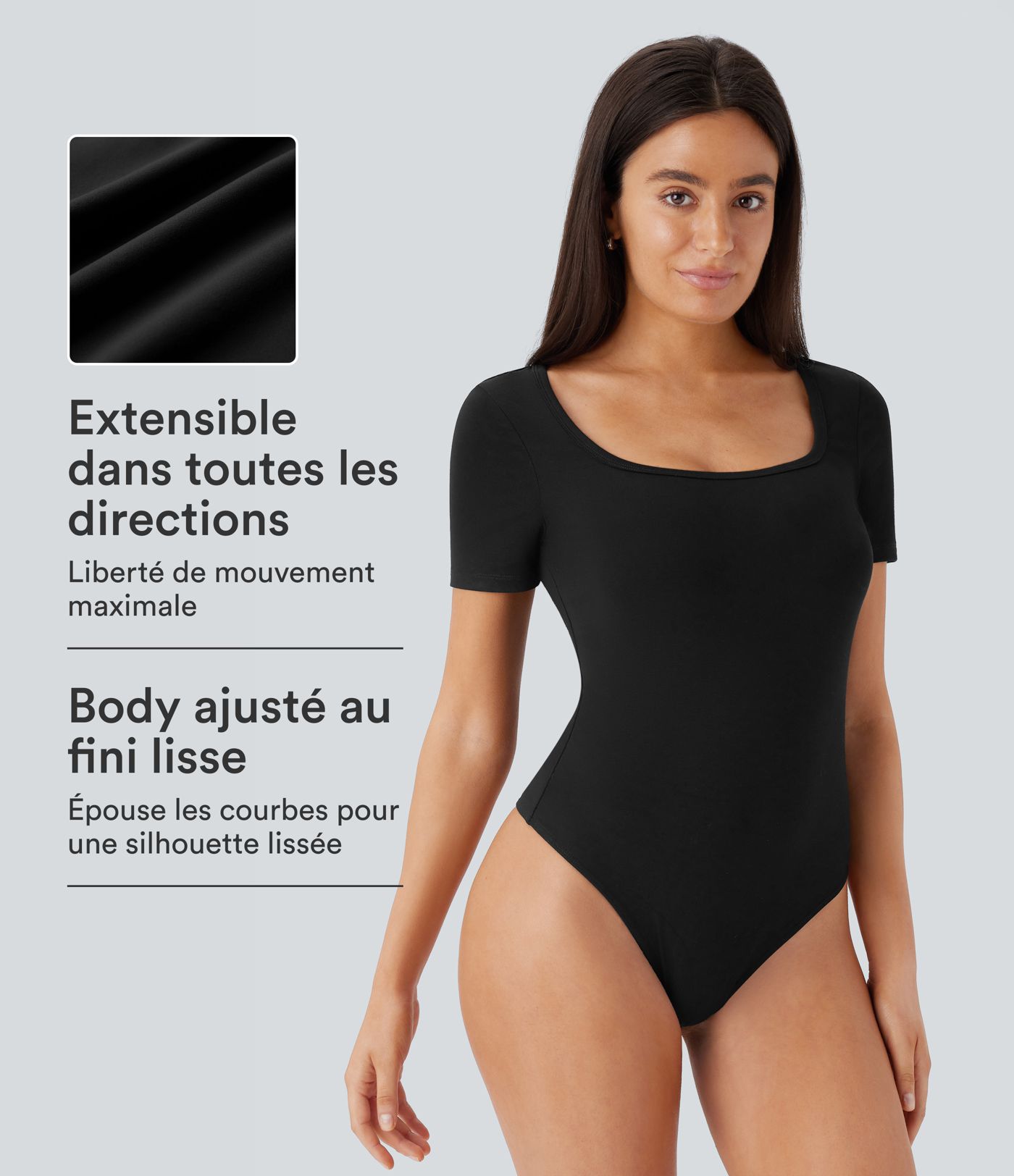 Body ajusté à col rond, manches courtes et boutons pression Body ajusté à col rond, manches courtes et boutons pression