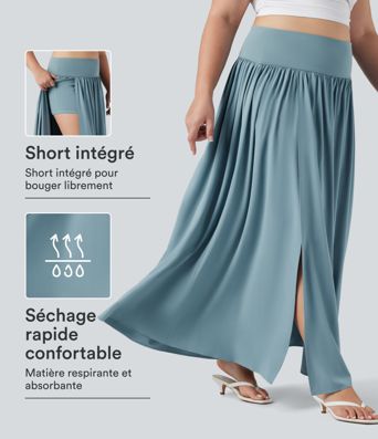 Jupe maxi fluide 2-en-1 gainante taille haute à séchage rapide grande taille Breezeful™ Jupe maxi fluide 2-en-1 gainante taille haute à séchage rapide grande taille Breezeful™