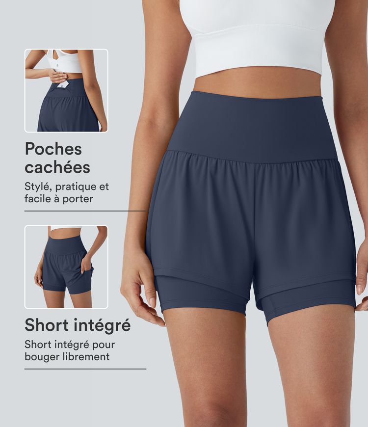 Short de yoga 2-en-1 SoftlyZero™ Airy taille très haute effet frais InstantCool 12,5 cm avec poches Short de yoga 2-en-1 SoftlyZero™ Airy taille très haute effet frais InstantCool 12,5 cm avec poches