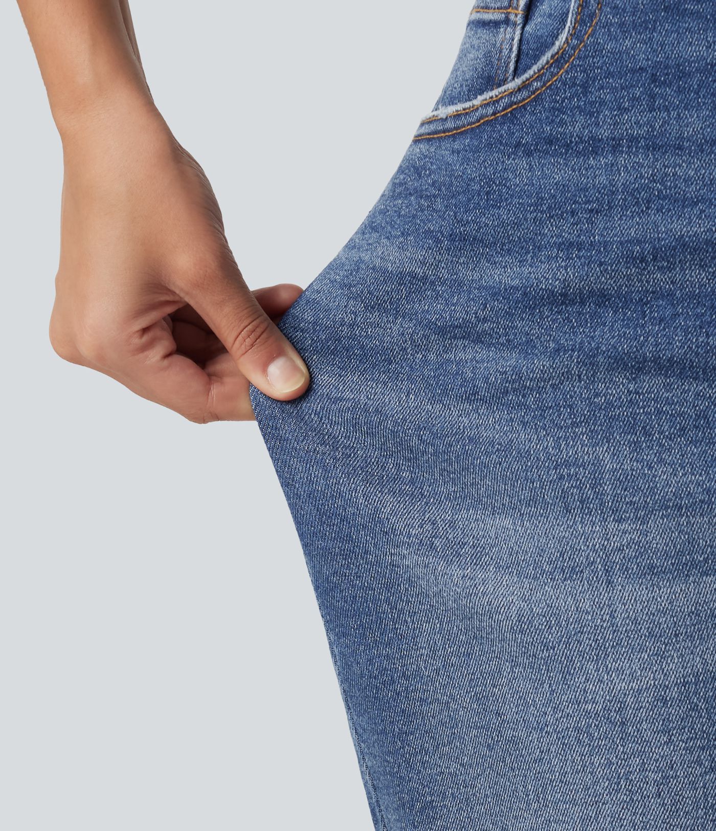 High Waisted Ripped Straight Leg Casual Jeans with Pockets