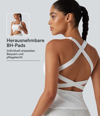 SoftlyZero™ Airy - Trainings-Tanktop mit quadratischem Ausschnitt, integriertem BH und InstantCool - DD-F Cups, UPF50+, extralang