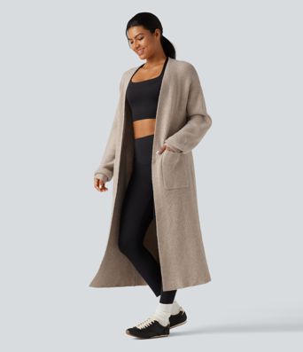 Long Sleeve Longline Casual Cardigan with Pockets