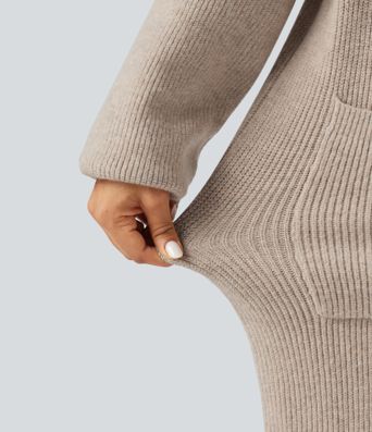 Long Sleeve Longline Casual Cardigan with Pockets