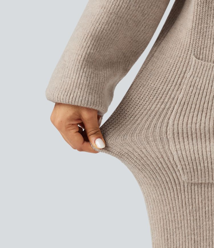 Long Sleeve Longline Casual Cardigan with Pockets