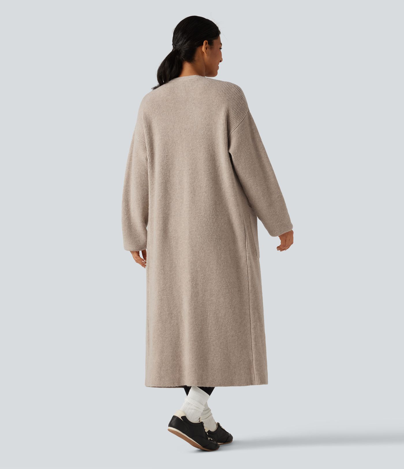 Long Sleeve Longline Casual Cardigan with Pockets