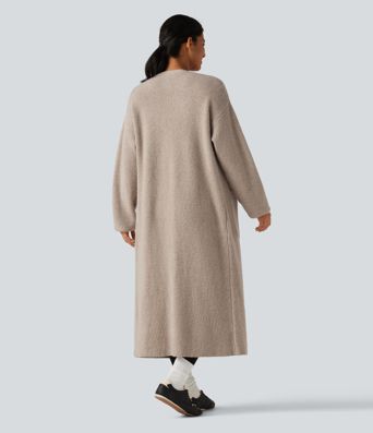 Long Sleeve Longline Casual Cardigan with Pockets