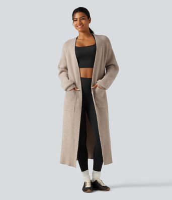 Long Sleeve Longline Casual Cardigan with Pockets