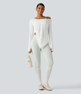Long Sleeve Thumb Hole Twisted Quick Dry Yoga Sports Top