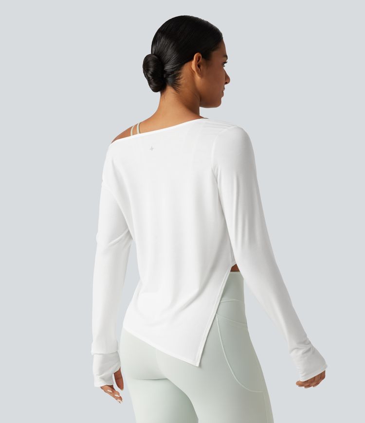 Long Sleeve Thumb Hole Twisted Quick Dry Yoga Sports Top
