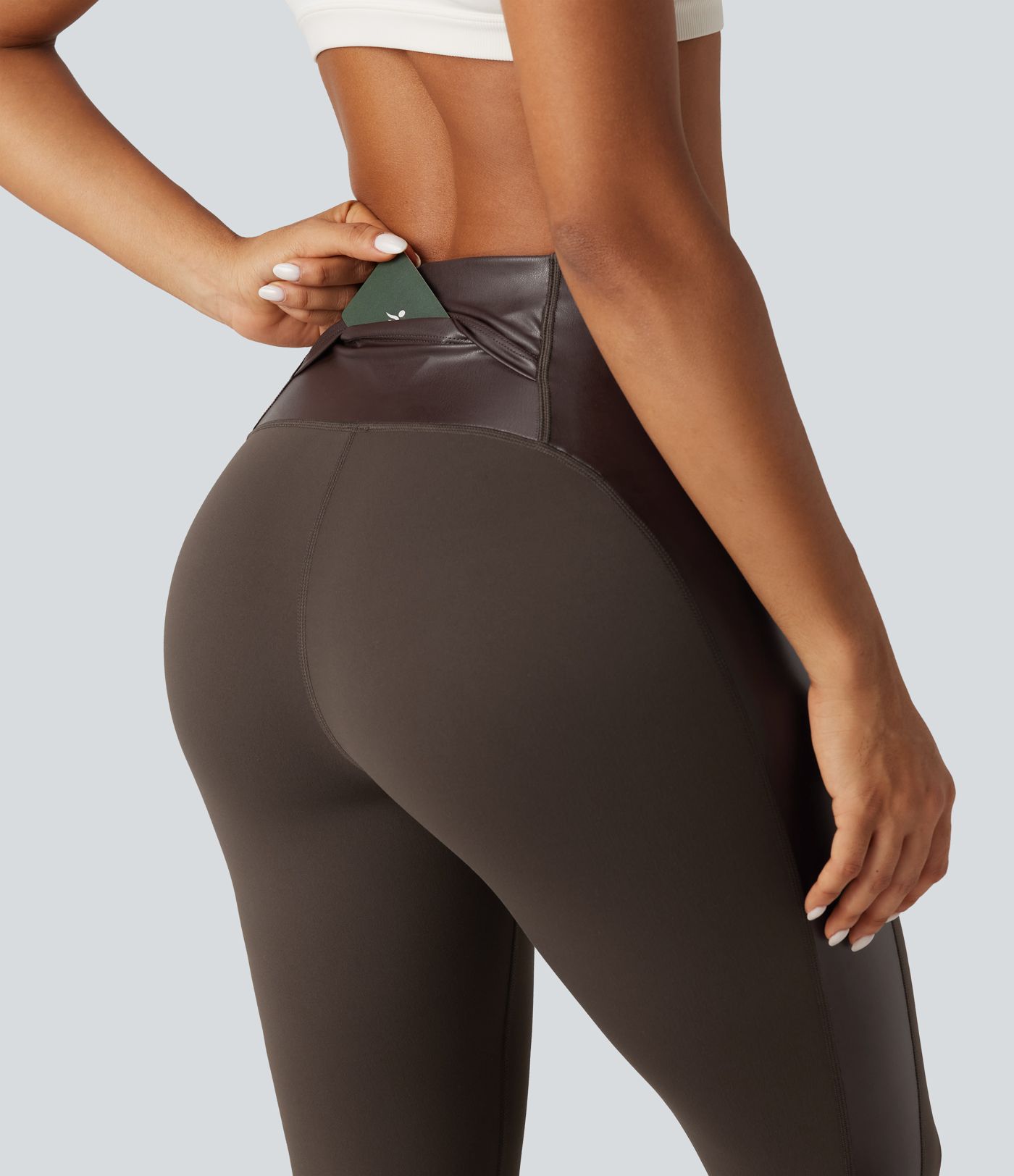 Halara UltraSculpt™ High Waisted Stretchy PU Tummy Control Yoga Leggings with Pocket Halara UltraSculpt™ High Waisted Stretchy PU Tummy Control Yoga Leggings with Pocket