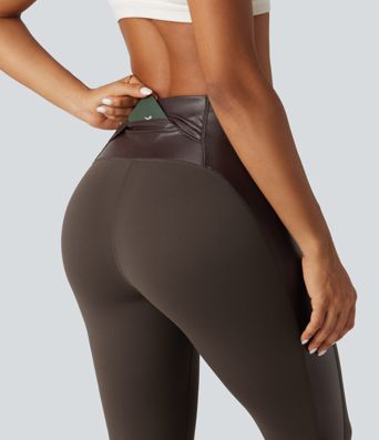 Halara UltraSculpt™ High Waisted Stretchy PU Tummy Control Yoga Leggings with Pocket Halara UltraSculpt™ High Waisted Stretchy PU Tummy Control Yoga Leggings with Pocket