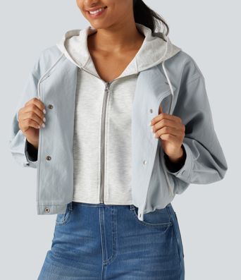 Hooded Long Sleeve Open Front Casual Jacket with Pockets Hooded Long Sleeve Open Front Casual Jacket with Pockets