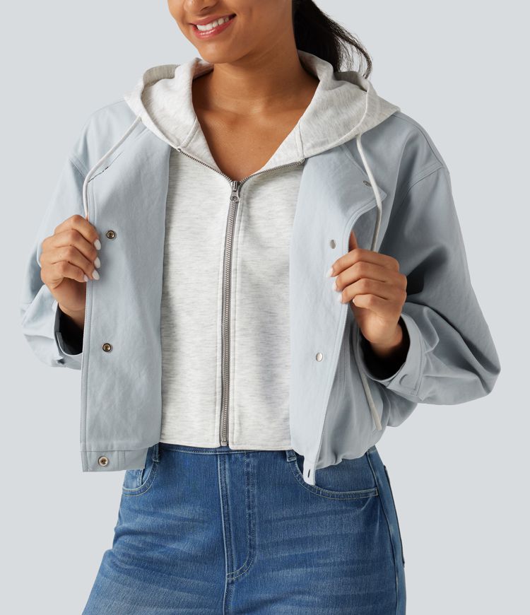 Hooded Long Sleeve Open Front Casual Jacket with Pockets Hooded Long Sleeve Open Front Casual Jacket with Pockets