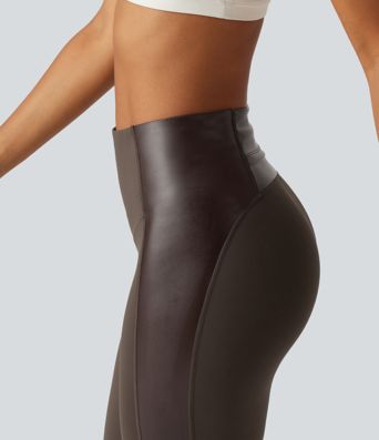 Halara UltraSculpt™ High Waisted Stretchy PU Tummy Control Yoga Leggings with Pocket Halara UltraSculpt™ High Waisted Stretchy PU Tummy Control Yoga Leggings with Pocket
