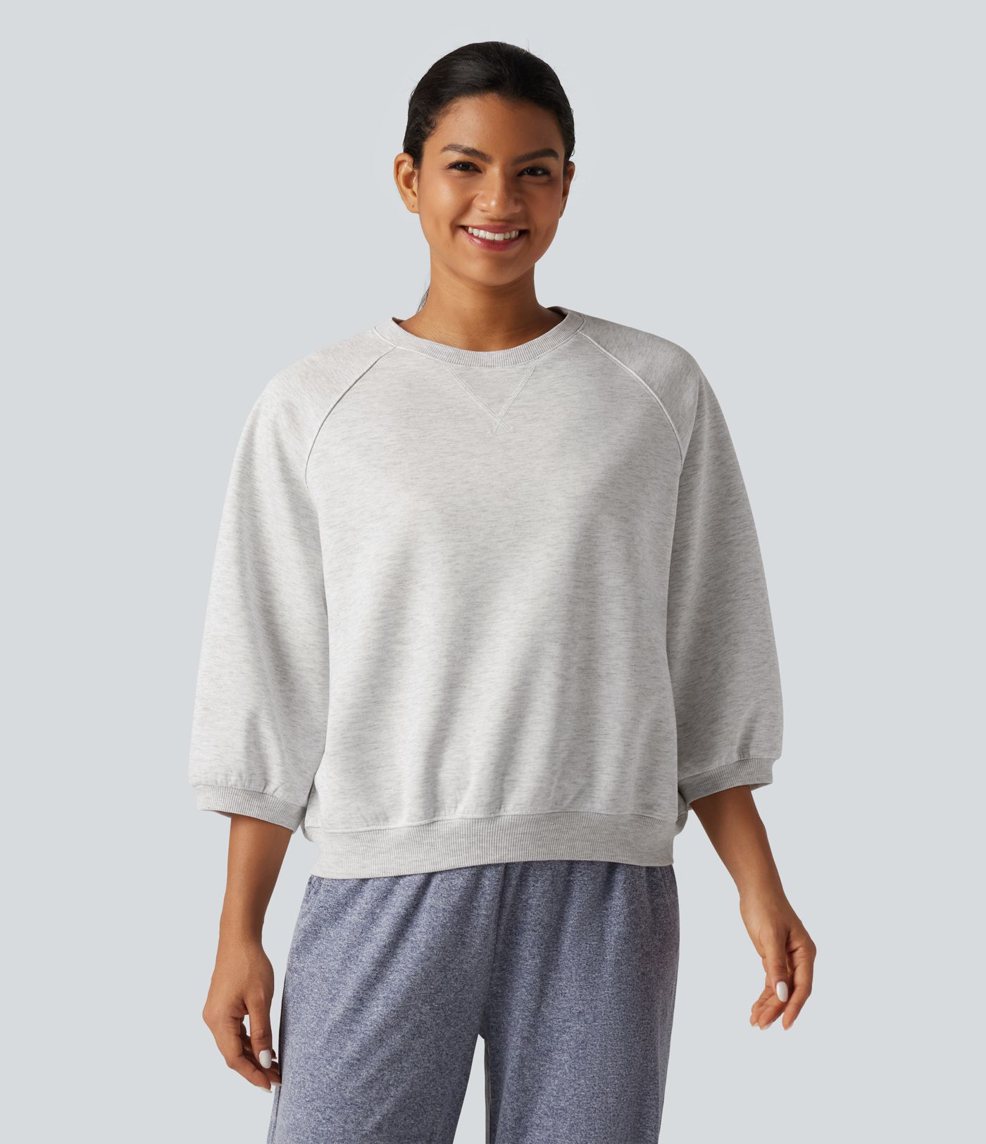 Round Neck Raglan Long Sleeve Casual Sweatshirt