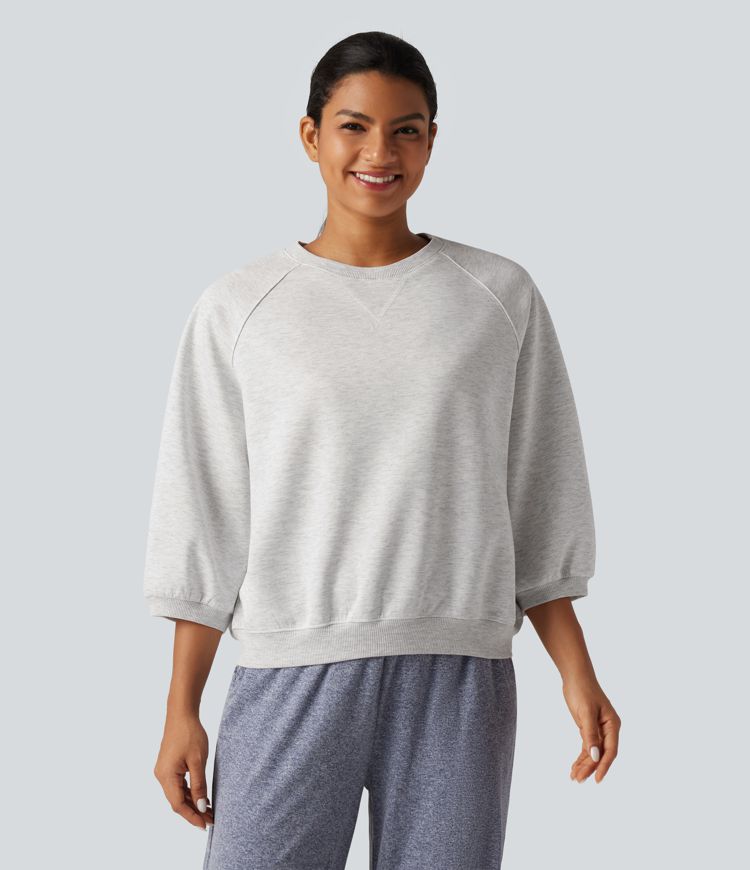 Round Neck Raglan Long Sleeve Casual Sweatshirt