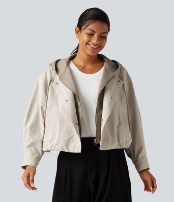 Veste ouverte à capuche et manches longues avec poches Veste ouverte à capuche et manches longues avec poches
