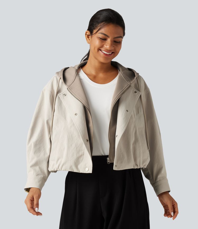 Veste ouverte à capuche et manches longues avec poches Veste ouverte à capuche et manches longues avec poches