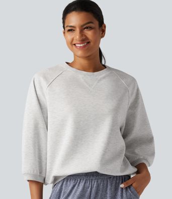 Round Neck Raglan Long Sleeve Casual Sweatshirt